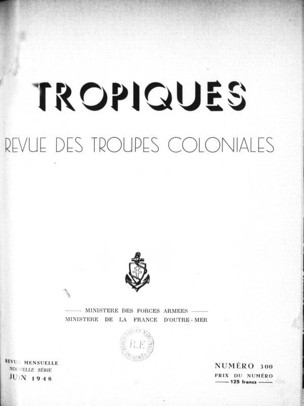 Couverture de la revue Tropiques du 6 juin 1948