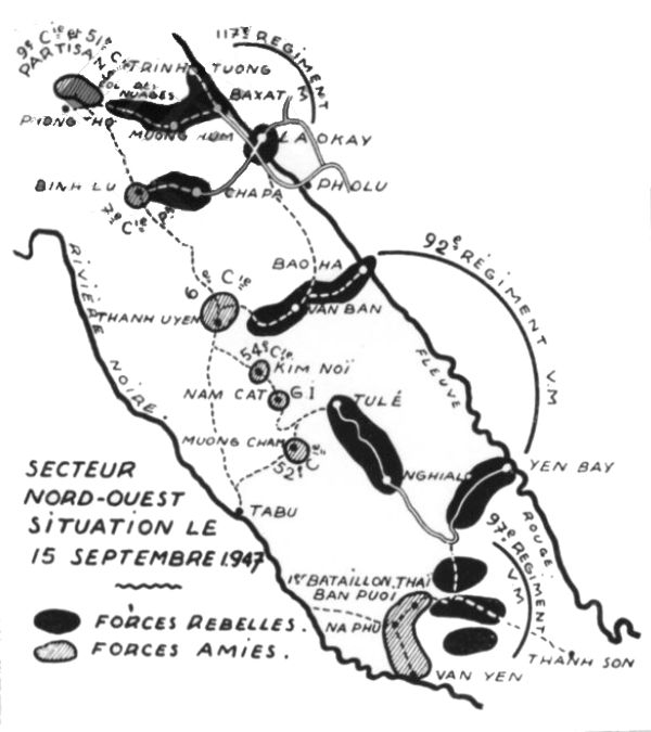 Plan de la situation dans le nord-ouest du Vietnam à fin 1947