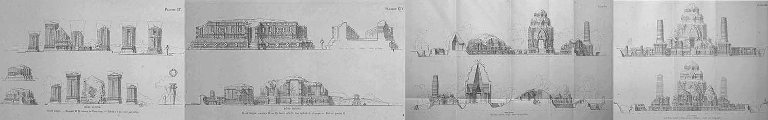 Plan de coupe du temple de Dong Duong par Henri Parmentier (1902)